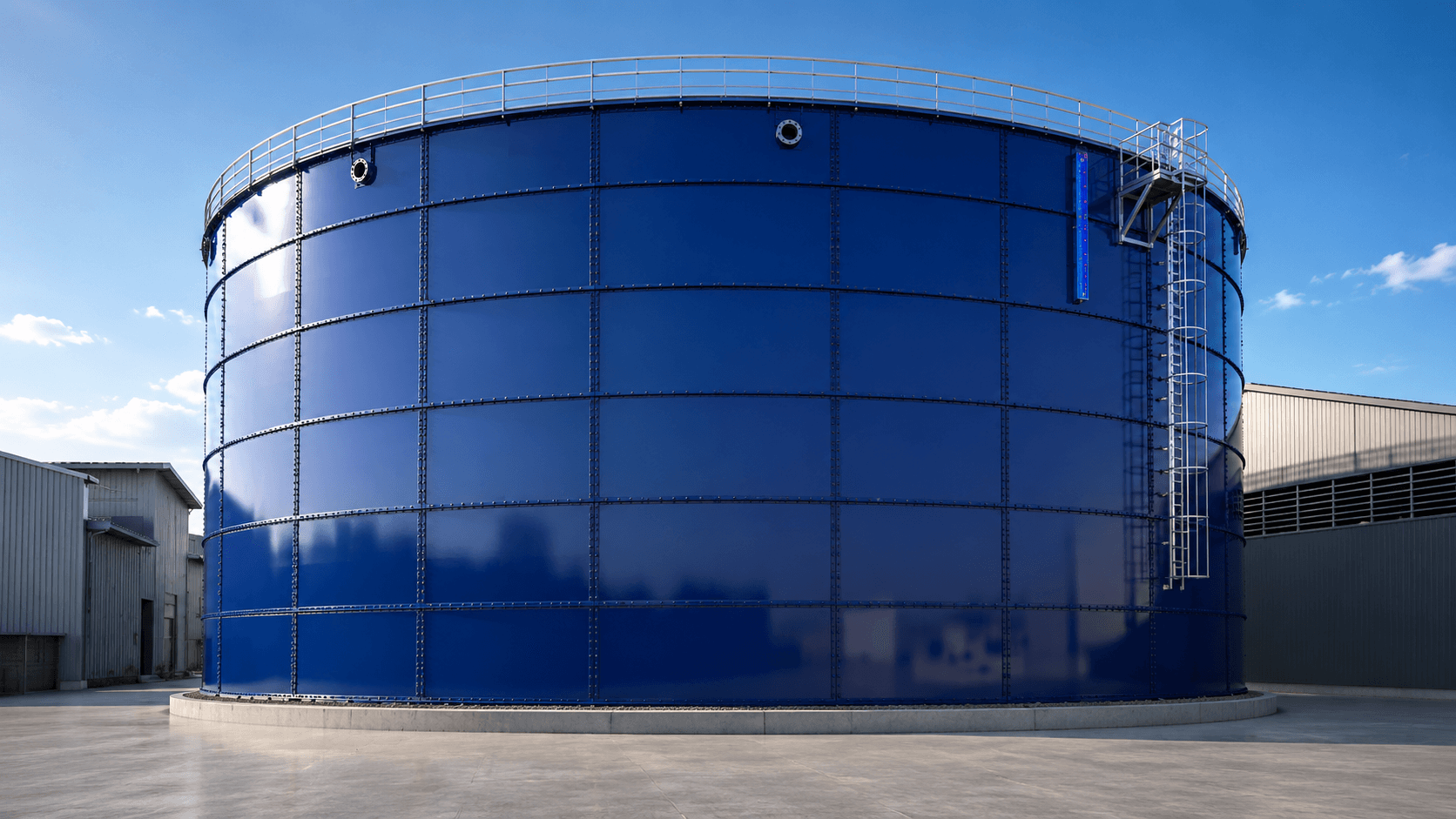 Bolted epoxy fusion-bonded steel tank with side ladder